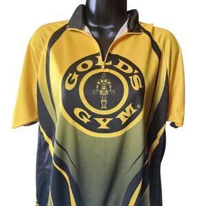 Golds Gym Cycling Jersey Mens Large Half Zip Short Sleeve Fitness Bodybuilding